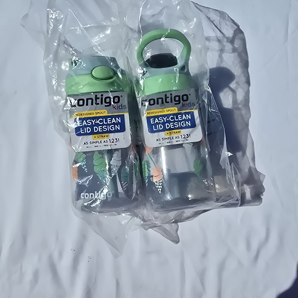 2 Contigo Kids Autospout 14oz Travel Bottle Macaroon Swirl Easy Clean Lid Design